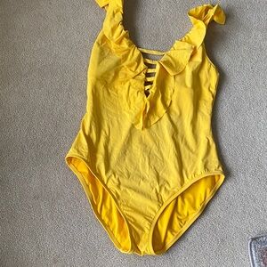 Bleu Rod Beattie Yellow Ruffled One Piece Swimsuit